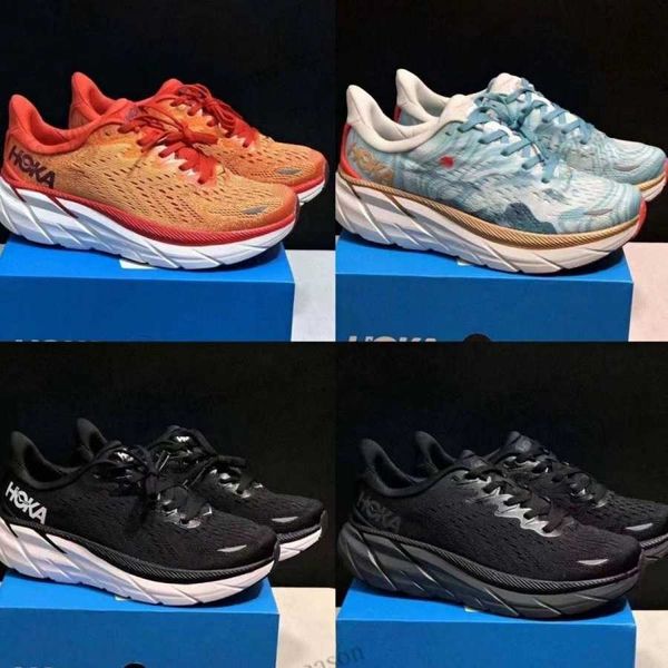 

2022 hoka one clifton 8 women men running shoes local boots online store training sneakers dropshipping accepted lifestyle shock absorption, Black