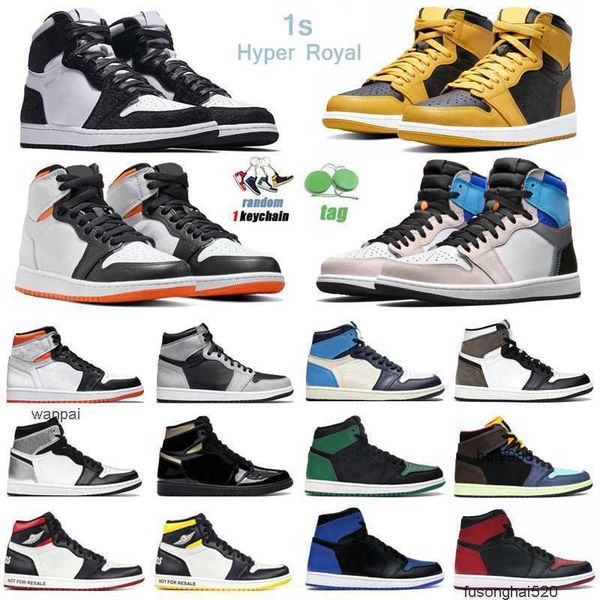 

2023 1s high og basketball shoes for men women 1 hyper royal university blue electro orange shadow 2.0 gym red mens trainers sport jordon, Black