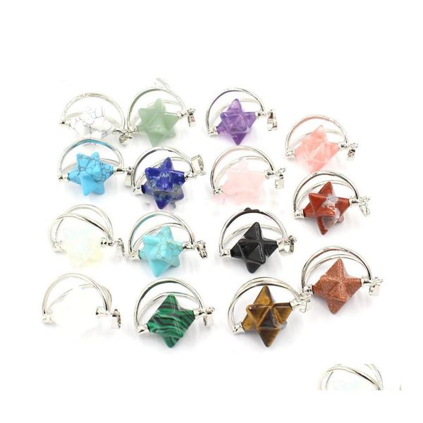 

pendant necklaces mercaba life flower pendant unique design for men and women star tree glass bead chain necklace drop delivery jewe dhpb5, Silver