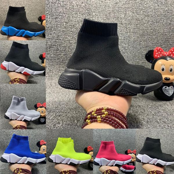 

with box kid boy girl speed runner sock for boys socks shoes boots child trainers teenage light and comfortable sneakers chaussure3359, Black
