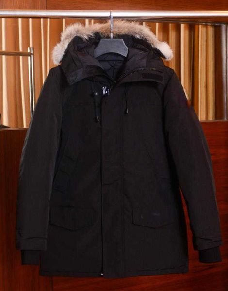 

designer down jacket autumn and winter new style men's mid-length 90% white goose down jackets fashionable high-end clothes, Black