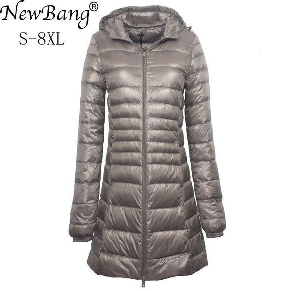 

womens down parkas bang 7xl 8xl plus long jacket winter ultra light with hooded coat female big size coats 221124, Black
