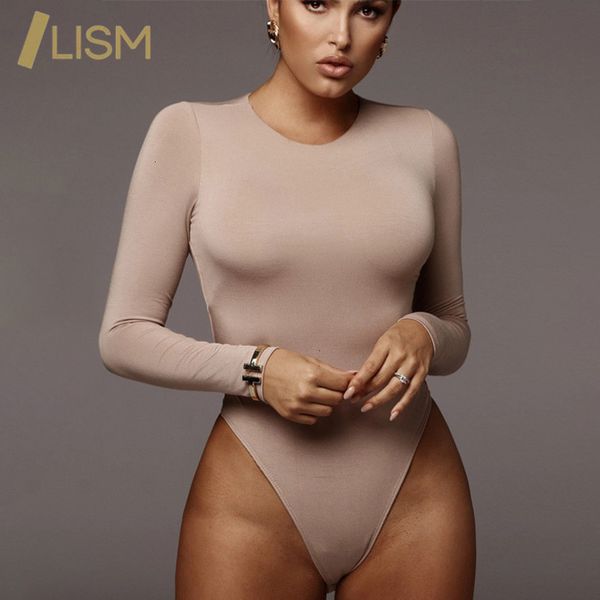 

womens jumpsuits rompers lism solid nude color bodycon jumpsuit club outfits o neck body suits for long sleeve 221123, Black;white