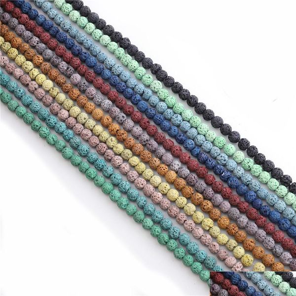

loose gemstones loose 8mm rock lava stone round beads for making jewelry necklace bracelet earrings rings craft healing volcanic gem dhlow, Black