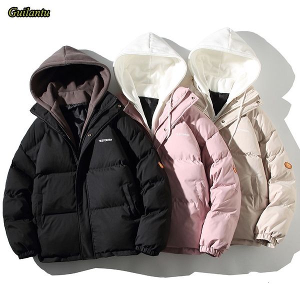 

womens down parkas guilantu winter oversize jacket cotton padded coat female loose casual overcoat fashion hooded short 221124, Black