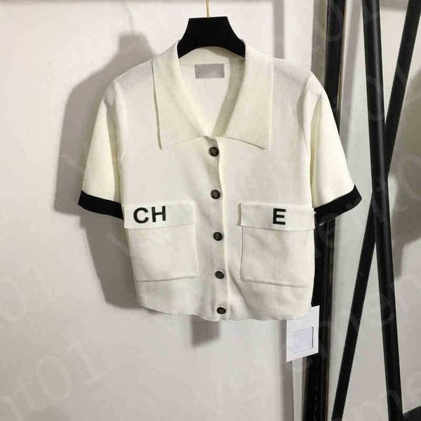 

designer womens vest summer knit stretch vest fashion letter embroidery shirt solid color short sleeve luxury temperament women clothing, Black;white