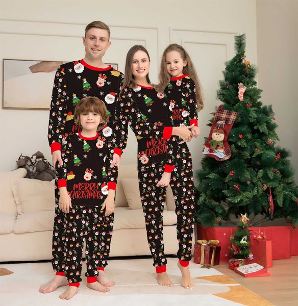 

family matching outfits xmas family matching pajamas set new arrivals 2023 christmas tree santa deer print kids pjs baby jumpsuit dog clothe, Blue