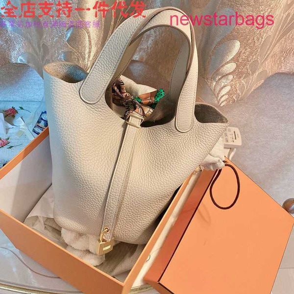 

designer herme picotin lock bag bags handbag online store women's 2022 new chaocai basket women's soft pu litchi pattern bucket ko