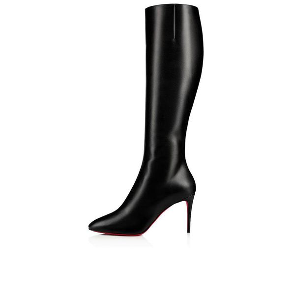 

woman heels shoes long boots boot tall booties luxury fashion winter red soled elegant lady patent leather bride wedding party eloise kate, Black