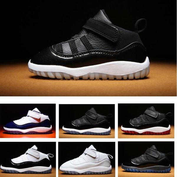 

2020 xi mid high 11 11s magic button children basketball shoes boy girl young kid sport sneaker size 22-27169u, Black