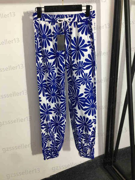 

luxury womens pants full body floral letter logo print sweatpants elastic waist casual pants designer women clothing 2 colors 0912, Black;white