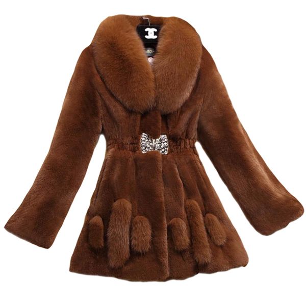 

women's fur faux autumn winter women fashionable coat artificial long section female casual mink coats 6xl f881 221123, Black