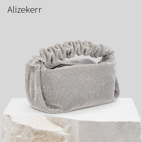 

designer bag shiny rhinestone evening bags clutch purses women trending 2022 new elegant fold handle bag luxury crystal wedding handbags hig