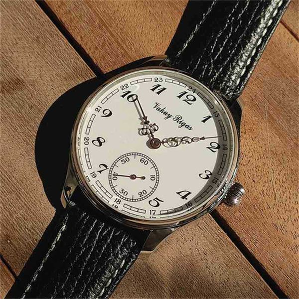 

mirror style sapphire men's leather strap pilot watch automatic mechanical small second simple dial dby5, Slivery;golden