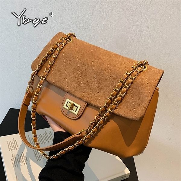 

evening bags ybyt nubuck pu leather flap crossbody for women vintage big capacity luxury handbags designer chain shoulder bag 221123