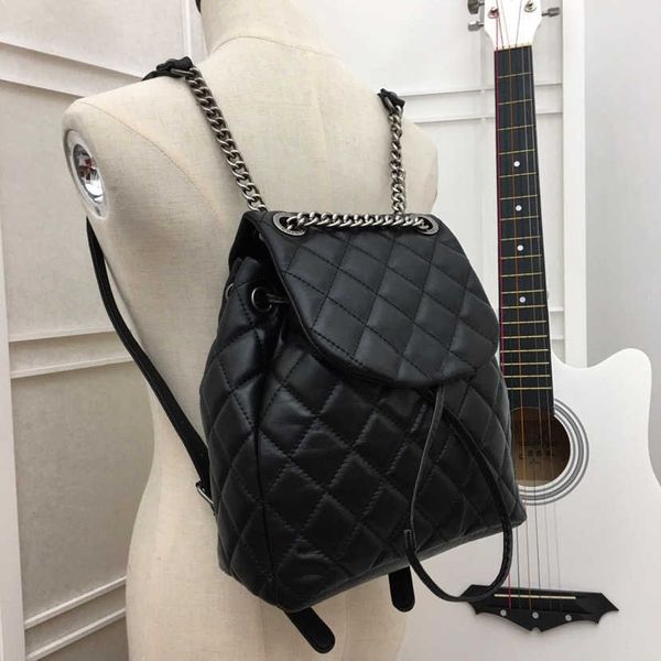 

2022 selling good backpack bag 5a genuine leather fashion diamond lattice chain bags classic back pack with wholesale price, Blue;pink