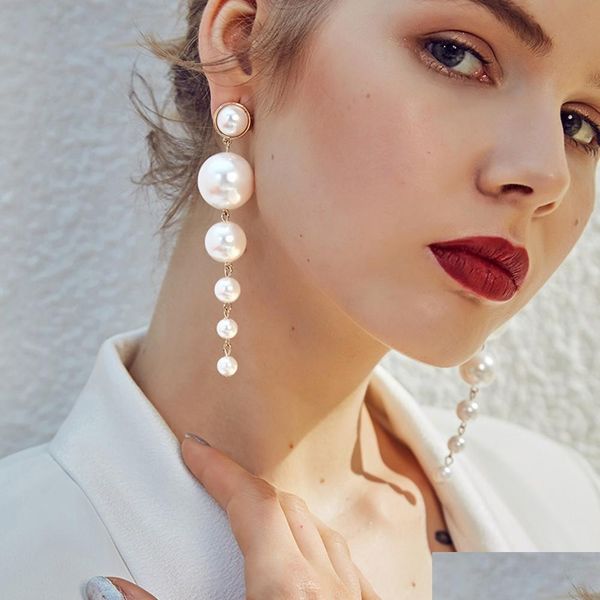 

charm imitation pearl earrings female banquet dress fashion matching elegant atmosphere drop delivery jewelry dhgarden dhjtf, Golden