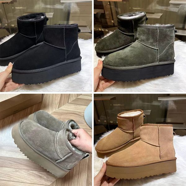 

mens womens original platform boots real australian shoes wgg women kids boy girl children baby warm snow boots juvenile student winter boot, Black