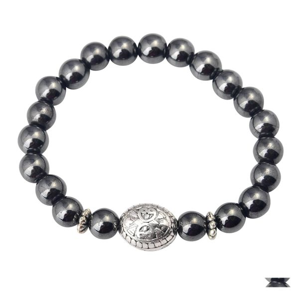 

beaded gemstone bracelet natural authentic birth stone hand healing force crystal beads elastic stretch 8mm drop delivery jew dhod5, Black