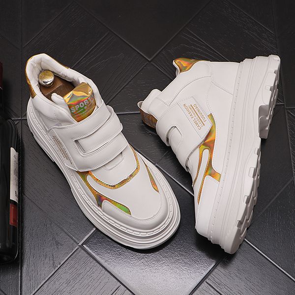 

luxury designer party dress wedding shoes spring fashion breathable white casual sneakers round toe thick bottom business leisure driving wa, Black