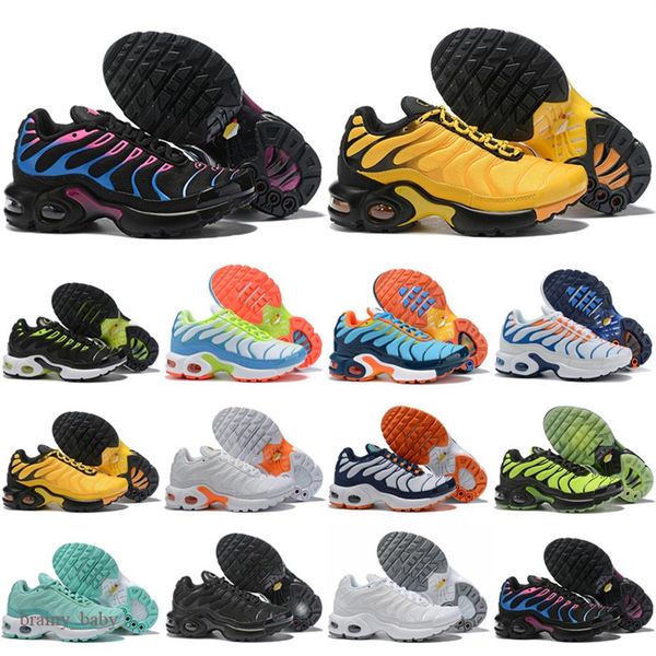 

2021 tn 2019 kids shoes tn enfant breathable soft sports chaussures boys girls tns plus sneakers youth requin trainers243l, Black