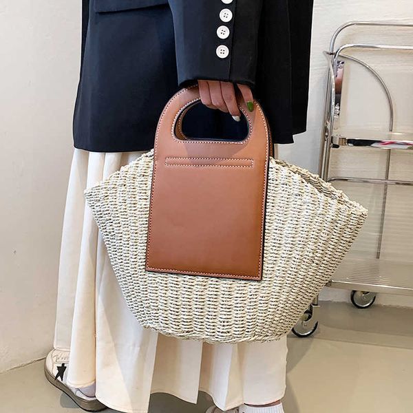 

women's designer bags triumphal arch grass basket hand women 2022 new french handmade woven large capacity holiday beach bag factory di