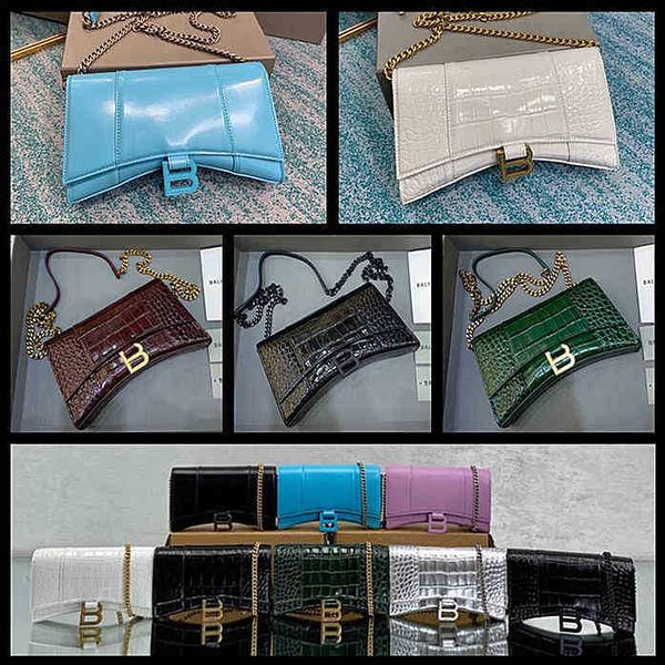 

balencaigabags paris bags versatile chain tofu hourglass cowhide crocodile pattern single shoulder messenger family womens owa6