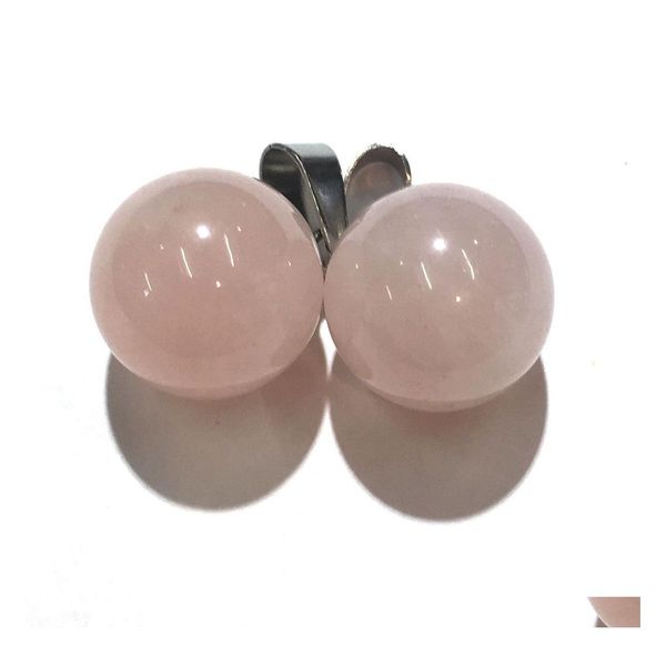 

pendant necklaces 14mm round gemstone pendants necklace natural dangle ball rose quartz charms healing chakra stone charm sphere jew dh5xa, Silver