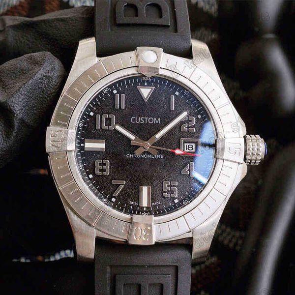 

titanium breit lings luxury watch automatic men's watch 43mm yellow/black dial luminous waterproof rubber strap stainless steel mechani, Slivery;brown