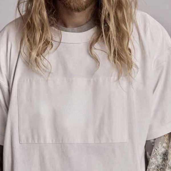 

men's t-shirts season 6 main line chest patch fog short sleeve high street style casual loose couple t-shirt men, White;black