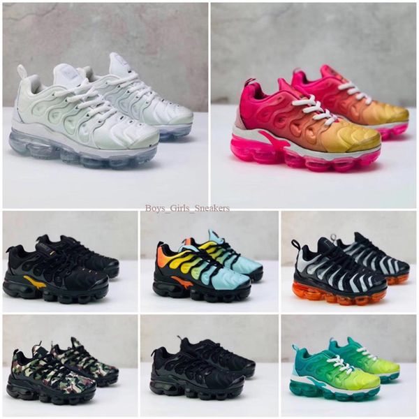 

new kids tn plus baby boy girl children athletic shoes fashion designer sneaker outdoor black white multi camouflage running shoes259j