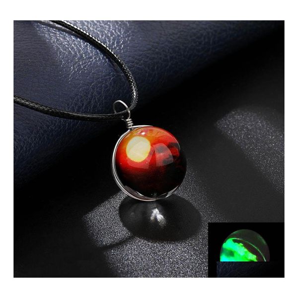 

pendant necklaces handmade luminous glass ball planet universe starry sky galaxy pendant necklace women men fashion time gem jewelry dhqkl, Silver