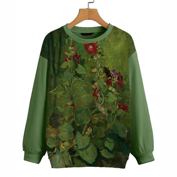 

women's hoodies sweatshirts casual vintage floral print long sleeve sweatshirt green street tracksuit pullover streetwear fashion quali, Black