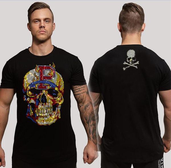 

2023 men's designer rhinestone t shirt men's gifts handsome tee, White;black