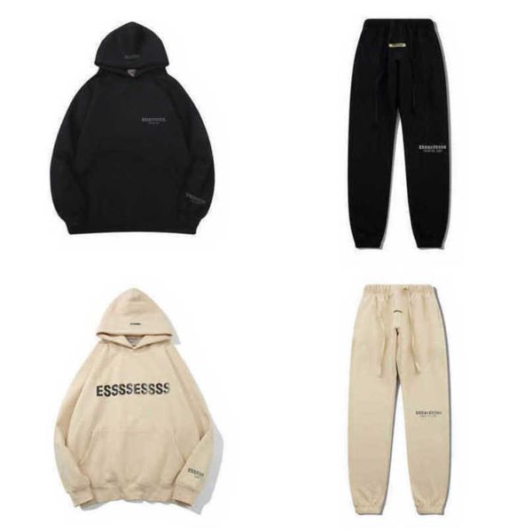 

classic men's luxury tracksuits sweatshirts letter esss hoodies men women's print casual sweater sportswear pants suit pullover c, Gray