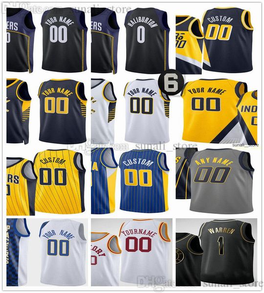 

2022-23 city navy printed basketball tyrese 0 haliburton jerseys bennedict 00 mathurin buddy 24 hield myles 33 turner daniel 27 theis t.j. 9, Black