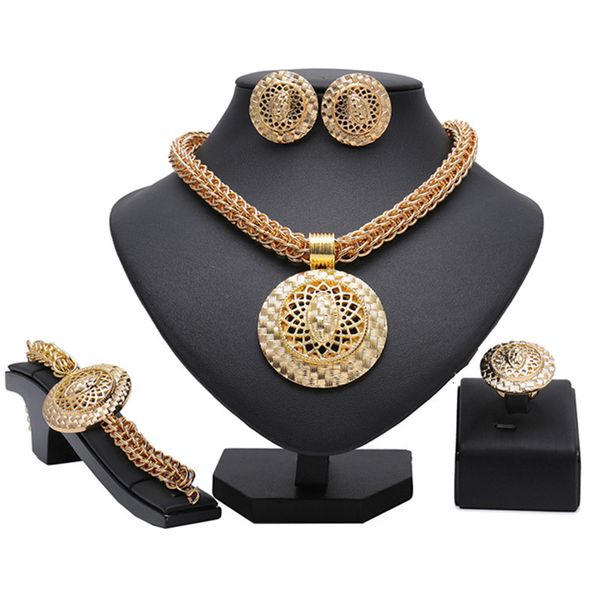 

wedding jewelry sets longqu fashion trendy nigerian african beads crystal necklace earrings party dubai 221123, Slivery;golden
