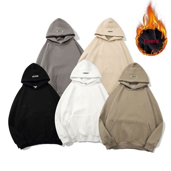 

ess fleece winter men hoody hoodies pullover sweatshirts loose long sleeve hooded jumper mens women clothing, Black