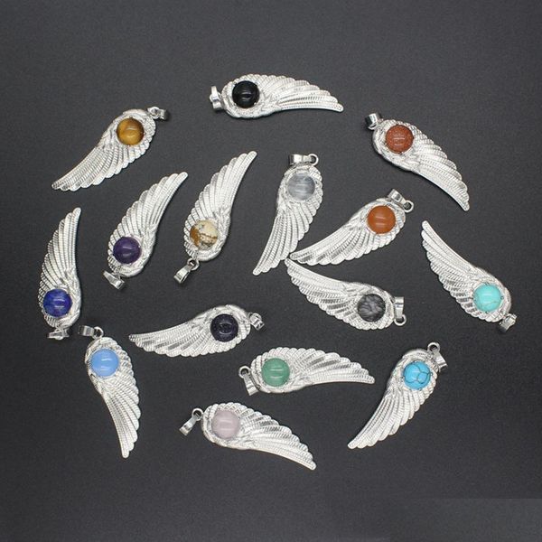 

pendant necklaces qimoshi natural crystal quartz angel wings pendant necklace for women girl chakra reiki healing eye dream dhgarden dhcfq, Silver