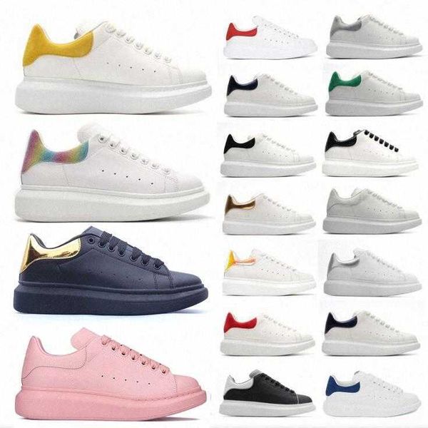 

woman designer shoes mens casual shoes sneakers mcquens trainers oversized lace up platform sole white black espadrille leather velvet suede, Black;white
