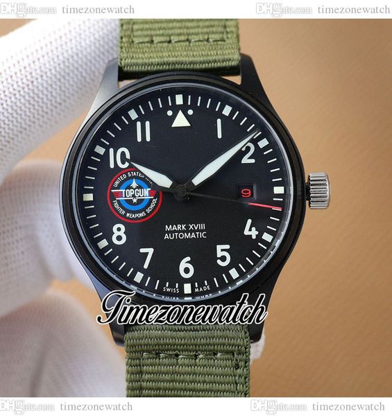 

wof mark xviii sfti 35111 automatic mens watch usa fighiter school dlc steel black dial red calendar green nylon strap w324705 watches timez, Slivery;brown
