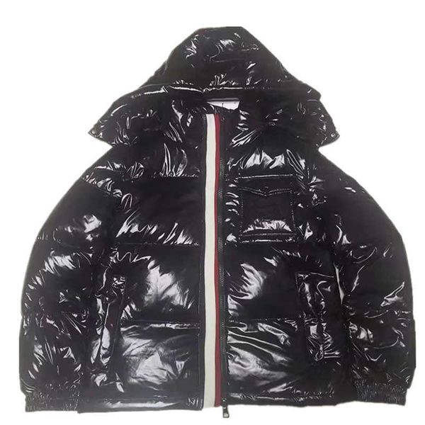 

winter new mens down jacket fashion tricolor ribbon down coat outdoor warmth thickened casual parka popular multicolor puffer, Black