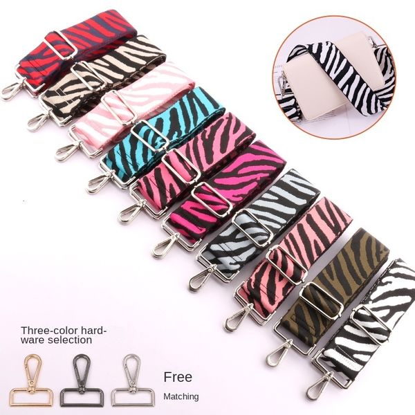 

bag parts accessories suzaozhe ladies zebra print shoulder strap waist canvas crossbody diy adjustable accessory 221124, Black