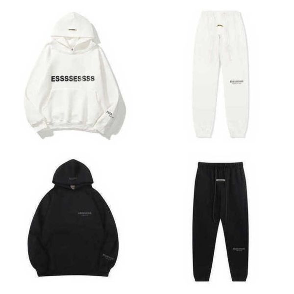 

classic luxury men's tracksuits sweatshirts letter esss hoodies men women sportswear pants suit hooded sweater casual pullover couple, Black
