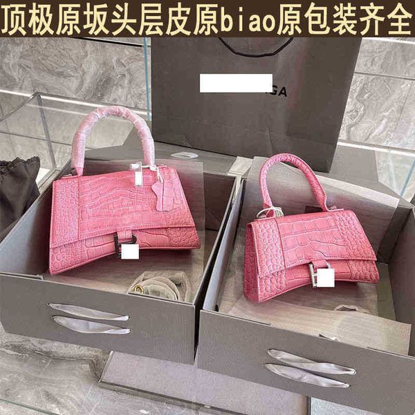 

balencaigass designer handbags hourglassb version high mini small pink b home leather crocodiless pattern women's handbag foreign style