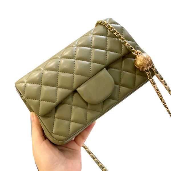 

classic ladies luxury designer mini flap quilted bags lambskin real leather with gold crush ball metal hardware matelasse chain crossbody sh