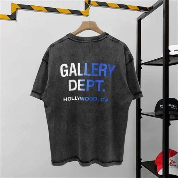 

hip t-shirts gallerydept designer mens hop high street fashion brand gd dept loose round neck printed short sleeve tshirt men 24o1, White;black