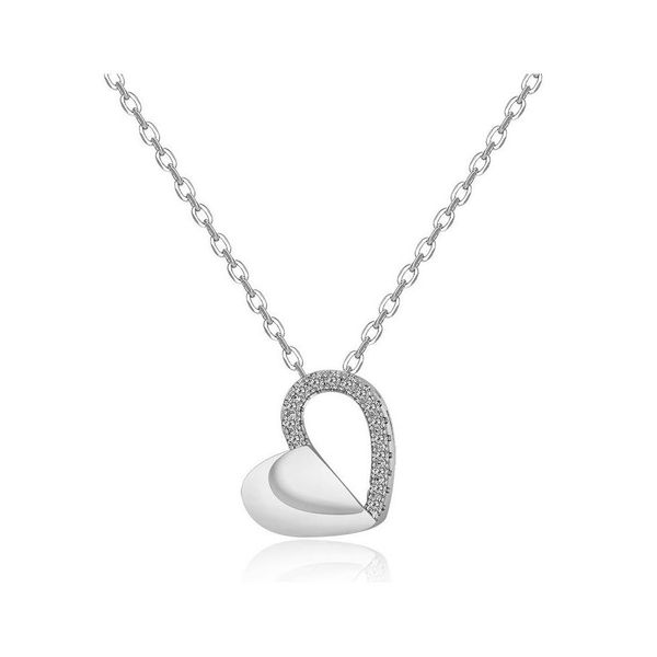 

pendant necklaces summer style rose gold color crystal double heart pendant luxury jewelry love necklaces valentines day wedding dro dhaye, Silver