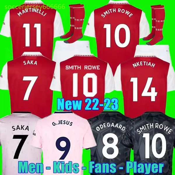 

smith rowe g.jesus saka soccer jersey saliba 22 23 fans player version odegaard nketiah martinelli tierney 2022 2023 football kits shirt men, Black;yellow