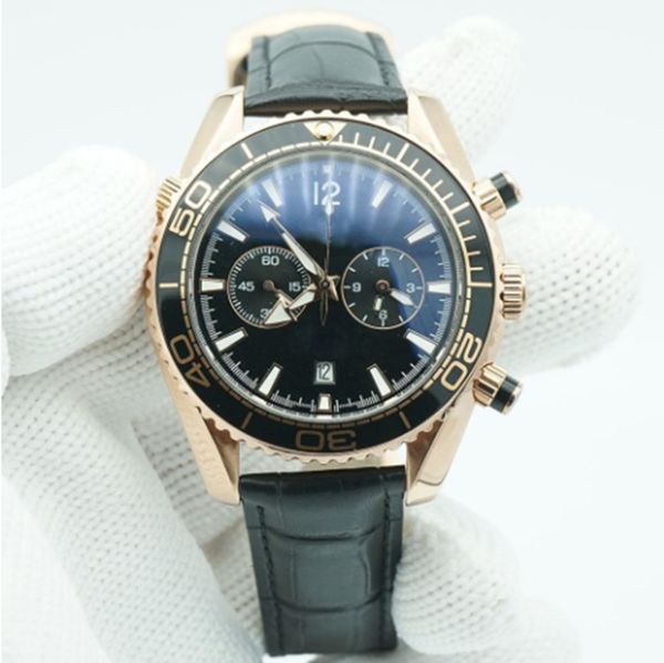 

new men's quartz luxury watch 007 dial black dial chronograph ocean diver 600m stainless steel case back sports sea mens expedition gra, Slivery;brown